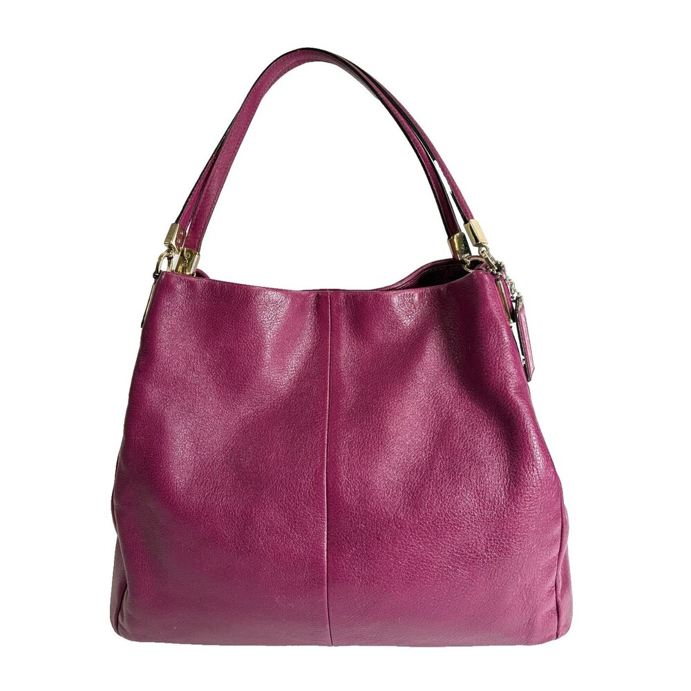 Coach Madison Phoebe Hot Pink Fuchsia Pebbled Leather Purse Bag - Picture 5 of 12